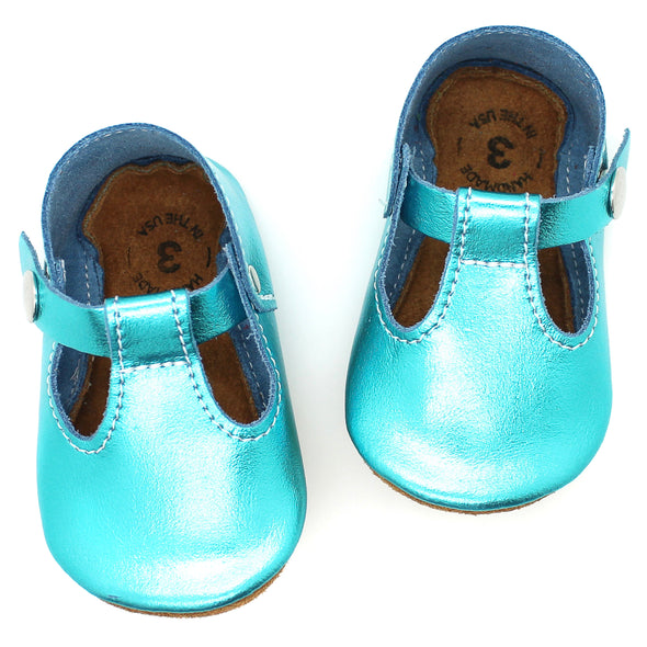 the original soft soled t-strap: topaz/mermaid