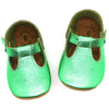 the original soft soled t-strap: shiny emerald