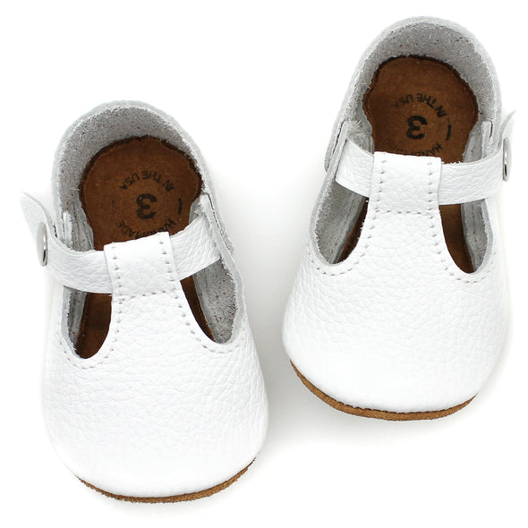 the original soft soled t-strap: white