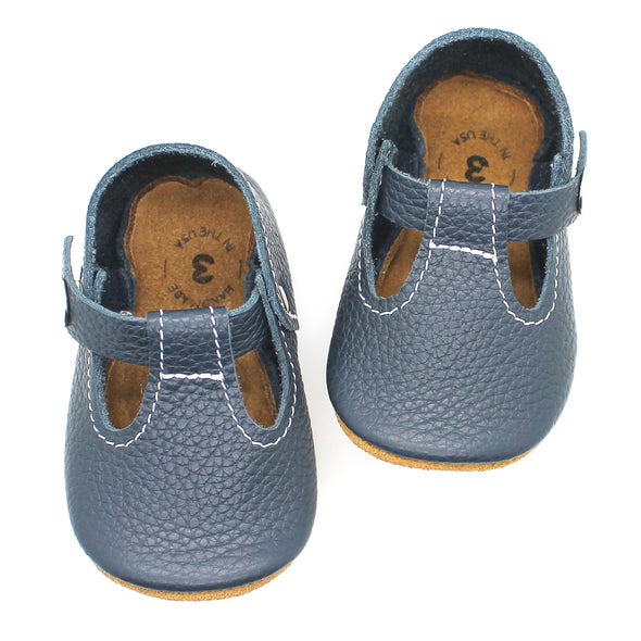 the original soft soled t-strap: navy