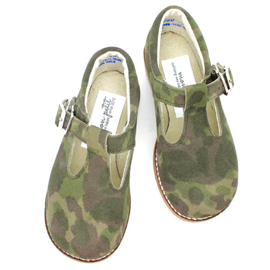 the hard soled t-strap: camouflage