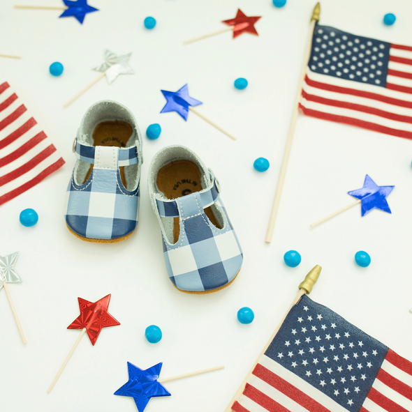 the original soft soled t-strap: picnic blue