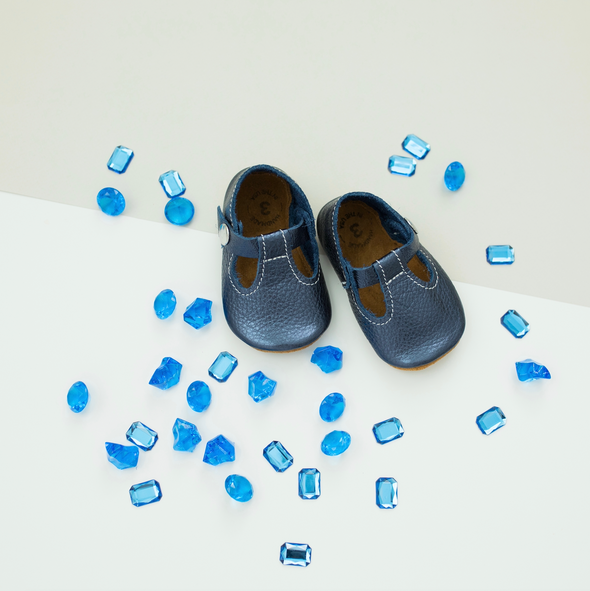 the original soft soled t-strap: sapphire