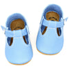 the original soft soled t-strap: backyard blue