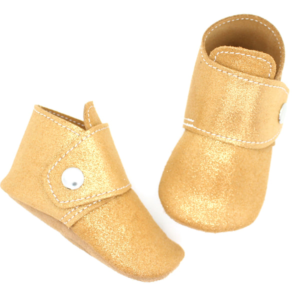 the snap boot: gold shimmer