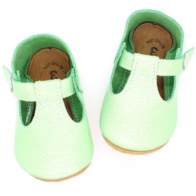 the original soft soled t-strap: lucky lime