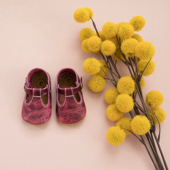 the original soft soled t-strap: merlot