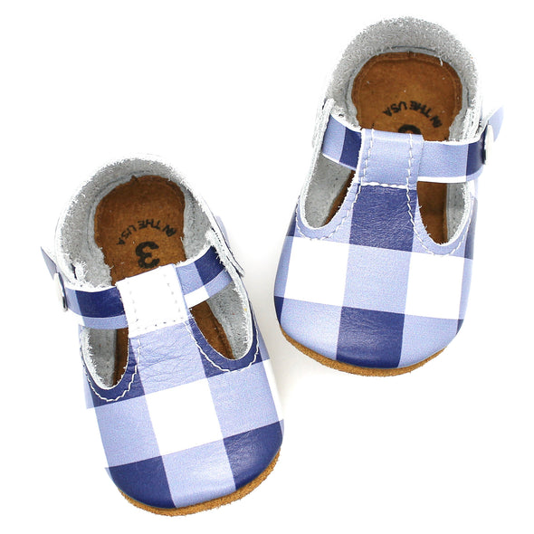 the original soft soled t-strap: picnic blue