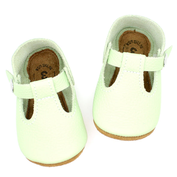 the original soft soled t-strap: pistachio