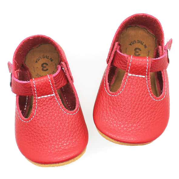the original soft soled t-strap: rouge
