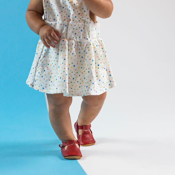 the original soft soled t-strap: rouge