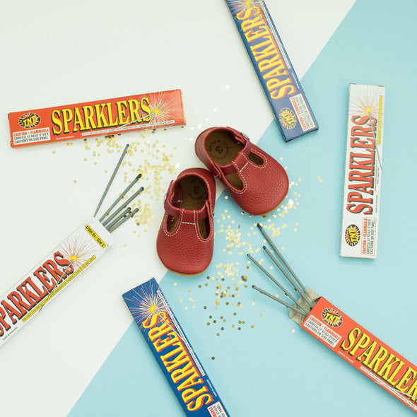 the original soft soled t-strap: rouge