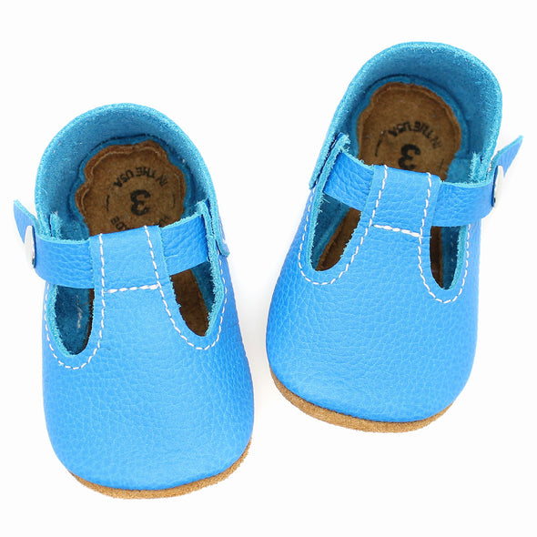 the original soft soled t-strap: ultra blue