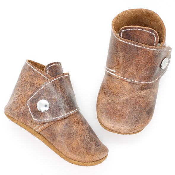 the snap boot: weathered brown